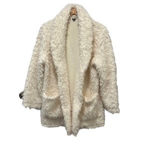 Aerie cream open front fuzzy teddy jacket